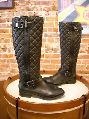 Vince Camuto Fredrica Black Quilted Leather Riding Boots 5.5 NEW • $44.95