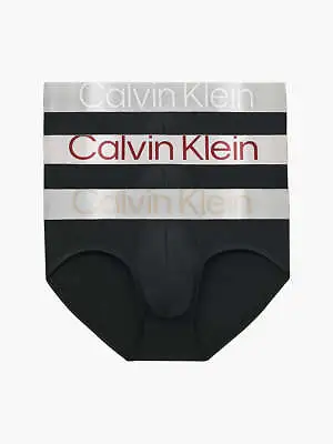 Calvin Klein 3 Pack Steel Micro Hip Briefs - B-Red Carpet/ White/ Tuffet Logos • £46.49