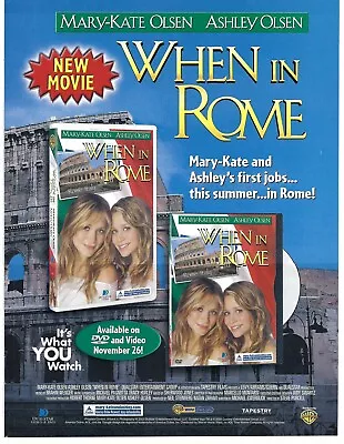 2003 When In Rome Mary-Kate & Ashley Olsen DVD Vintage Magazine Print Ad/Poster • $13.90