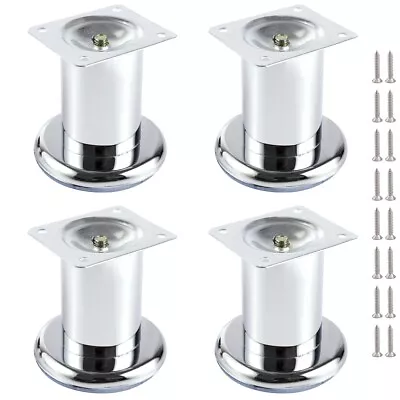 4x Metal Chrome Legs Furniture Feet Sofa Beds Chairs Stools Cabinet 60 To 150mm • £10.59