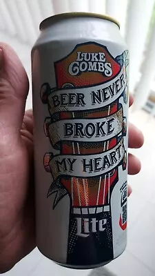Luke Combs Edition Beer Never Broke My Heart Miller Lite 16 Oz Empty Beer Can • $3