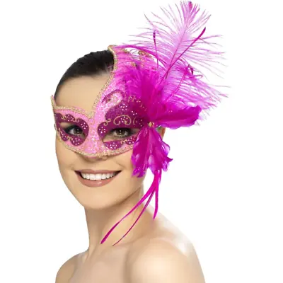 Angel Mask Carnival Masked Ball Pink Ladies Fancy Dress Eyemask • £2.99
