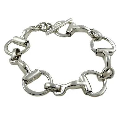 Horsebit Snaffle Hallmarked Solid 925 Sterling Silver Riding Tack Bracelet • £154.99