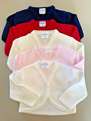 Baby Girs Bolero Cardigan Knitted Christening Party Wedding  V Neck Shrug 0-24m • £13.49