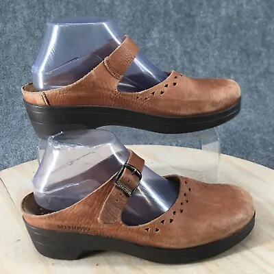 Mephisto Shoes Womens 41 Mary Jane Mule Clogs Brown Leather Round Toe Casual • $31.99