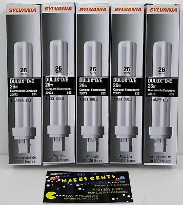 LOT Of 5 - Sylvania 20673 Delux D/R 26W Compact Fluorescent CF26DD/E/835/ECO • $12.48