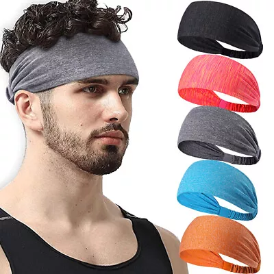 5-PACK Men Women Sports Elastic Headbands Sweatbands Yoga Running Gym Hair Wraps • $16.99