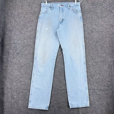 Wrangler Jeans Men 32x34 Blue Straight Cowboy Cut Light Wash Western Denim 13MWZ • $24.99