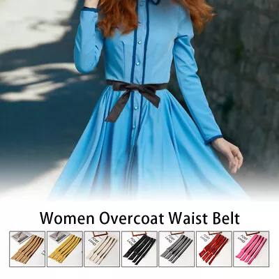 Overcoat Waist Belt Trench Coat Dress Faux Leather Waistband Self Tie Women • £11.72
