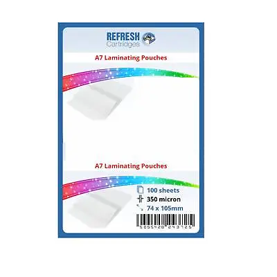 Refresh Cartridges Glossy Laminating Pouches A7 (80x111mm) 350 Micron Pack Of 10 • £7.77