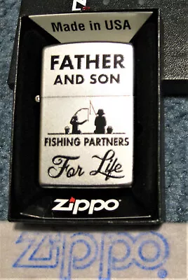 ZIPPO FATHER & SON FISHING PARTNERS FOR LIFE  Lighter NEW Mint In Box  Z3025 • £24.55