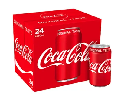 Coca Cola Can Original Taste 330 Ml (Pack Of 24) Fizzy Pop Soft Drink • £22.63