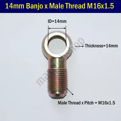 14mm Banjo Fitting For M14 Bolt X Metric Male Thread M16x1.5 M16 Adapter Flare • $5.22