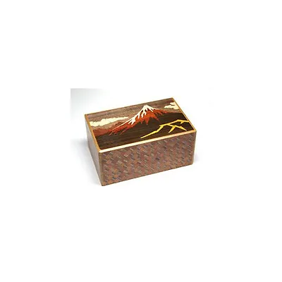 Hakone Yosegizaiku Japanese Puzzle Box 10 Steps Kaminari-Fuji & Tsubaki F/S  • £86.77