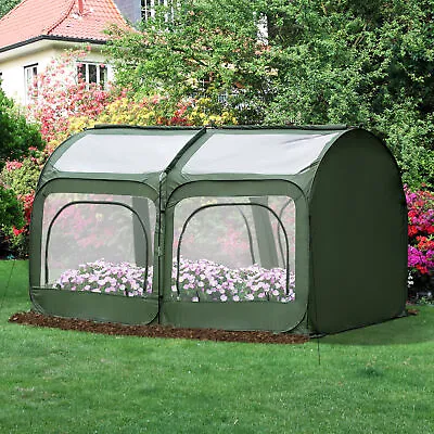 Instant 8' X 4' Backyard Pop-up Greenhouse Portable 4 Zipper Doors PVC Herbs • $59.99