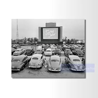 Classic 1940s Drive-In Movie Theatre  Classic Cars - Vintage Photo Print • $14.95