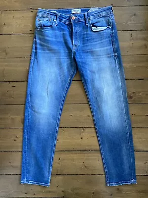 Jack & Jones Mens Comfort Fit Mike Blue Jeans - Size Waist 32 Leg 32 • £14.99
