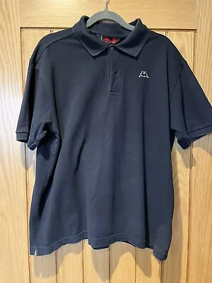 Genuine Retro Vintage Italian Kappa Polo Shirt Navy Blue Size Large • £3.99