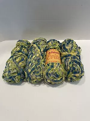 Patons EVITA Yarn Lot 4 Skeins Brazil Green Yellow Gray Bulky 5(1 Barely Used) • $13.49