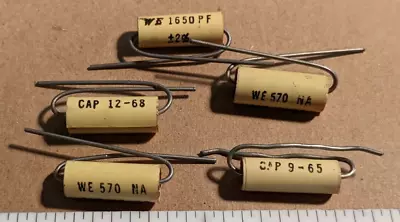 Lot Of 5 NOS Western Electric 570NA Capacitors – 1650pFd 2% - 1965/68 Date Code • $9.95
