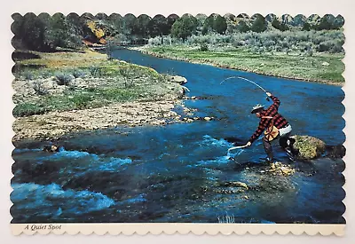 Vintage Postcard A Quiet Spot Fly Fishing Unposted Crimped Edges • $2