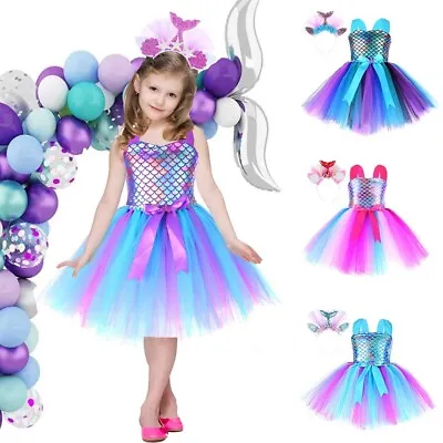 $12.89 • Buy Kids Girls Mermaid Princess Costume Headband Outfit Set Fancy Dress Book Week AU