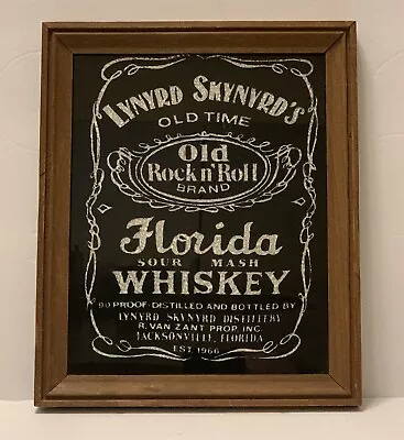 Vtg Lynyrd Skynyrd Sour Mash Whiskey Carnival Mirror Foil Back Glass Sign 11x9” • $159.80