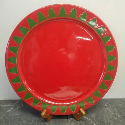 Waechtersbach W. Germany Christmas Holiday Plate Serving Platter Red Green Trees • $22