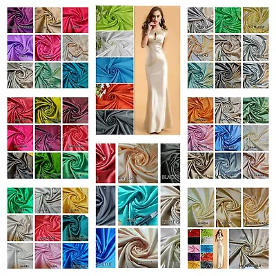 £5.31 • Buy Charmeuse Soft Silky Satin Fabric Wedding Dress Glossy Drape Décor Material 44 