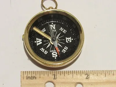 $8.99 • Buy Brass Pocket Compass -BLACK FACE-Nautical Camping Hiking W/Position Lock
