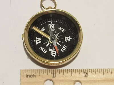 Brass Pocket Compass -BLACK FACE-Nautical Camping Hiking W/Position Lock • $8.99