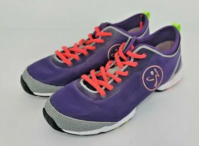 Zumba Womens Flex II Dance Shoes Purple Gray Neon Accents Size 5 Hard To Find • £31.82
