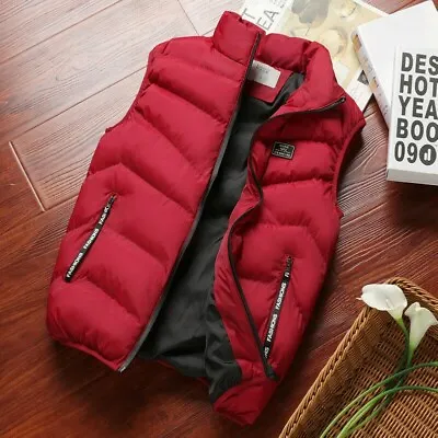 Men Quilted Padded Waistcoat Puffer Jacket Coat Gilet Vest Outwear Winter • £45.70