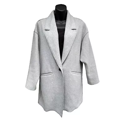 Zara TRF Collection One Button Fleece Cardigan Trench Coat Light Gray Women’s S • $31.87