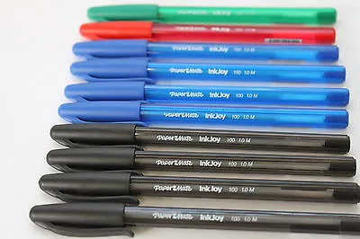 Paper Mate 'inkjoy 100' Capped Ballpoint Pens In Blue Green Red Or Black 1.0m. • £5.99