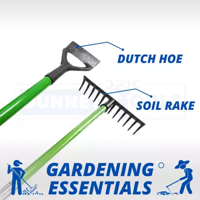 Dutch Hoe And Rake Garden Tool Set Carbon Steel Gardening Kit Soil Digging • £21.99