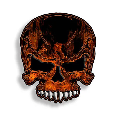 Real Flame Skull Sticker Tool Box Motorcycle Car Truck Window Bumper Vinyl Decal • $2.95