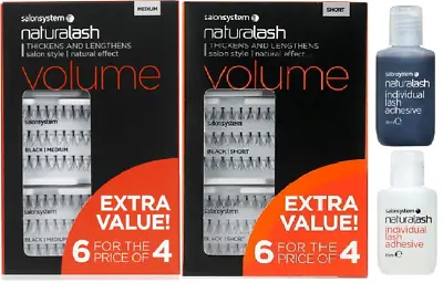 Salon System Naturalash Individual Eyelashes Eye Lashes Black 6 For 4+Adhesive • £5.99