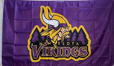 MINNESOTA VIKINGS 3x5' FLAG-BRASS GROMMETS IN/OUTDOOR- 100 D POLY QUALITY-NEW • $10
