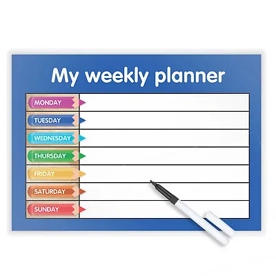 MAGNETIC WEEKLY PLANNER Wipe Clean Finish Free Dry Wipe Pen SHOPPING/ KIDS/TASKS • £6.10