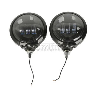 $79.99 • Buy Black 4.5  LED Auxiliary Spot Passing Fog Lights Lamps Housing Bucket For Harley