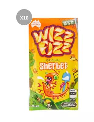 908842 10 X 12.5g PACKETS OF WIZZ FIZZ ORIGINAL SHERBET SERIOUSLY FIZZY MADE AU  • $7.50