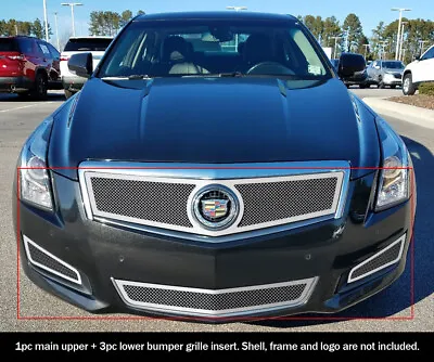 Fit 2013-2014 Cadillac ATS W/ Fog Light Cover Stainless Steel Mesh Grill Combo • $149.99