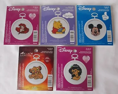 5 Disney Counted Cross Stitch Mini Kits Janlynn  Inc Mickey Mouse • £16.99