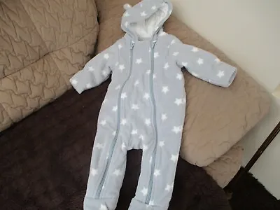 Pram/snowsuit - Grey With White Stars - 3-6 Mths - M&s • £3