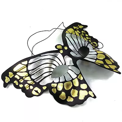 Metallic Black Silver Gold Butterfly  Mask Child Adult Italian Fabric   NFP449 • $14.27