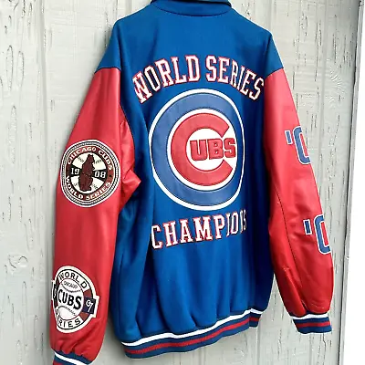 Vtg Chicago Cubs Leather Wool Jacket XXL G III Carl Banks World Series Champs • $129.80