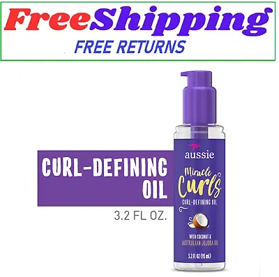 Aussie Miracle Curls Coconut Curl-Defining Oil For Curly Hair 3.2 Fl Oz • $7.50
