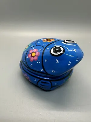 Talavera Mexican Frog Trinket Floral Box Hand Painted Red Clay • $14
