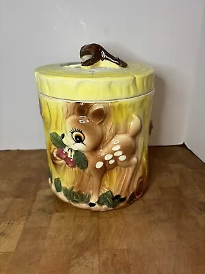 Vintage Japan Bambi Spotted Deer Ceramic Cookie Jar** • $28